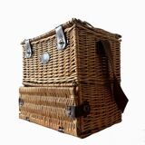Vintage Flamingo Wicker Picnic Basket