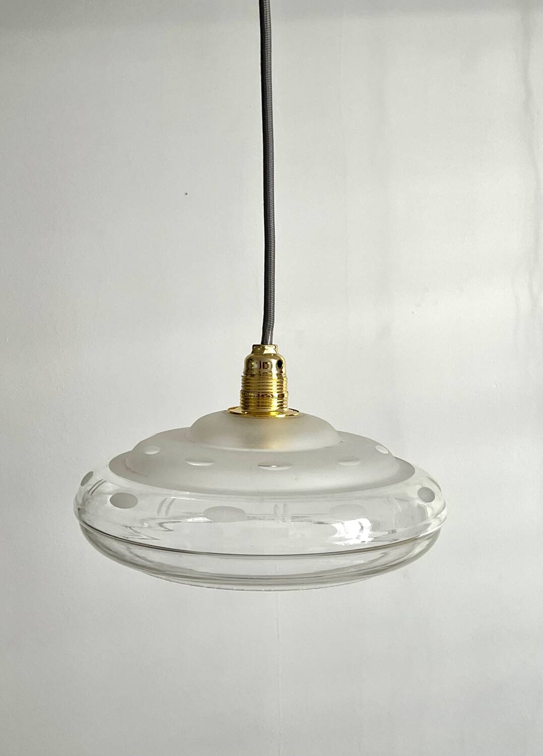 Vintage 1950s glass saucer hanging