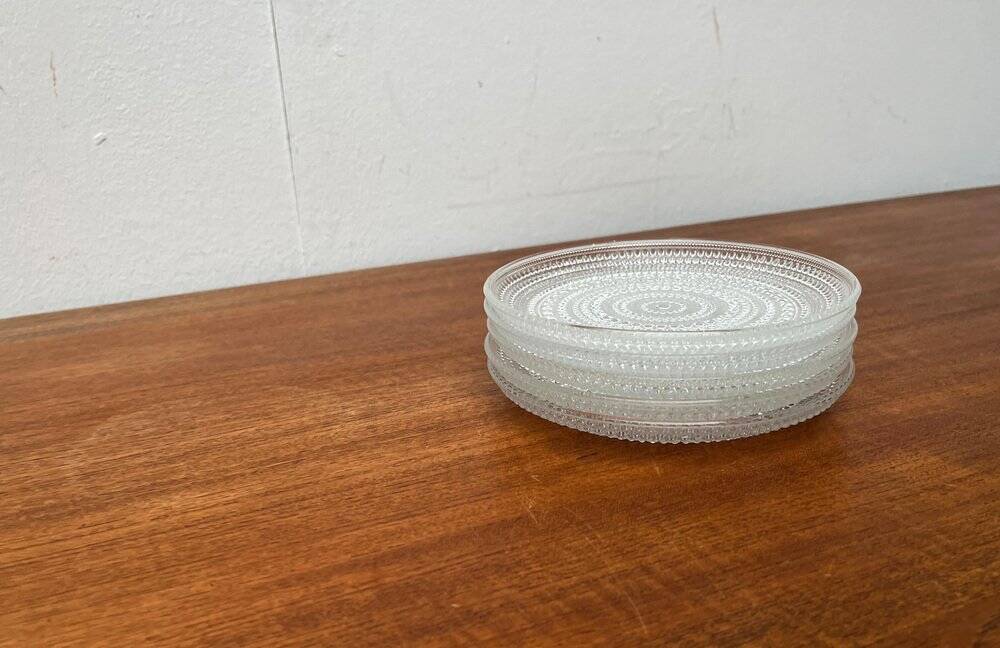 Set of 5 vintage Finnish glass plates from the Kastehelmi series by Oiva Toikka for Iittala.