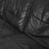 Mid-century modern black leather Scandinavian sofa, 1960s