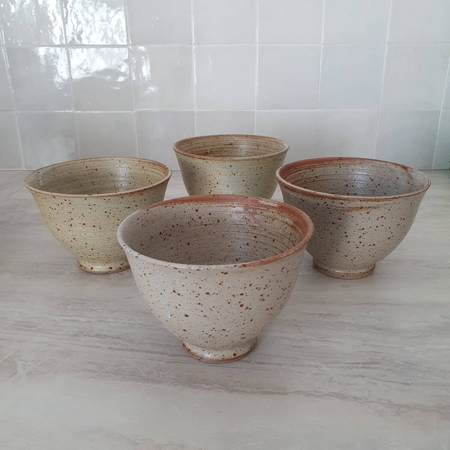 4 large bowls in pyrite stoneware