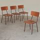 Lot de 4 chaises d'école tchèque style Mullca