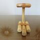 Wooden wall coat door hook with leather straps 60s 70s