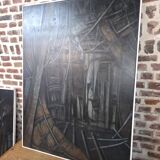 Pair of oil on canvas paintings of a boat interior from the 50s/70s