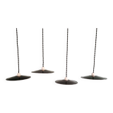 Ensemble de 4 suspensions industrielles en tôle émaillée noire et blanche