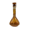 Amber decanter with wicker and wooden cap