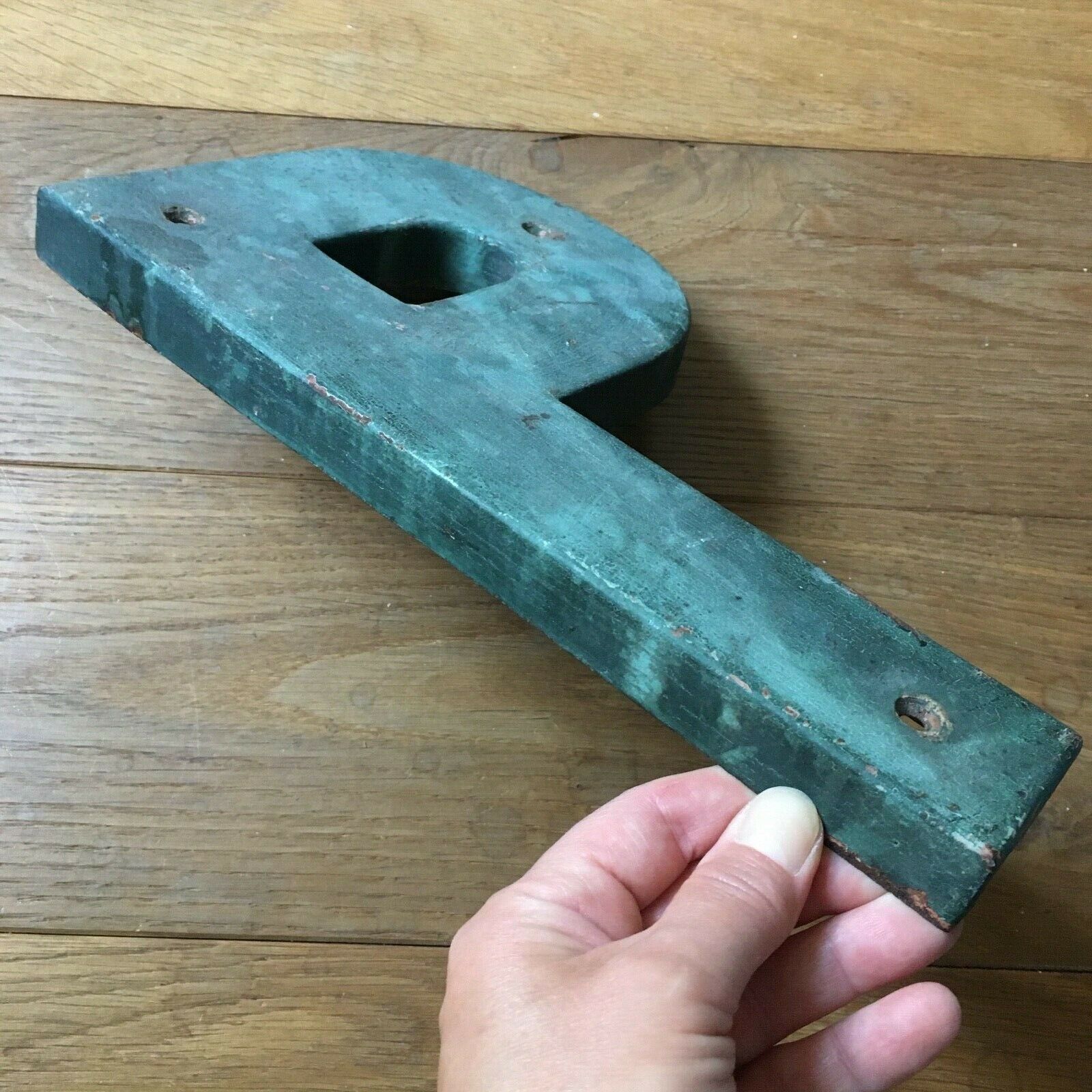 Ancient letter sign metal P