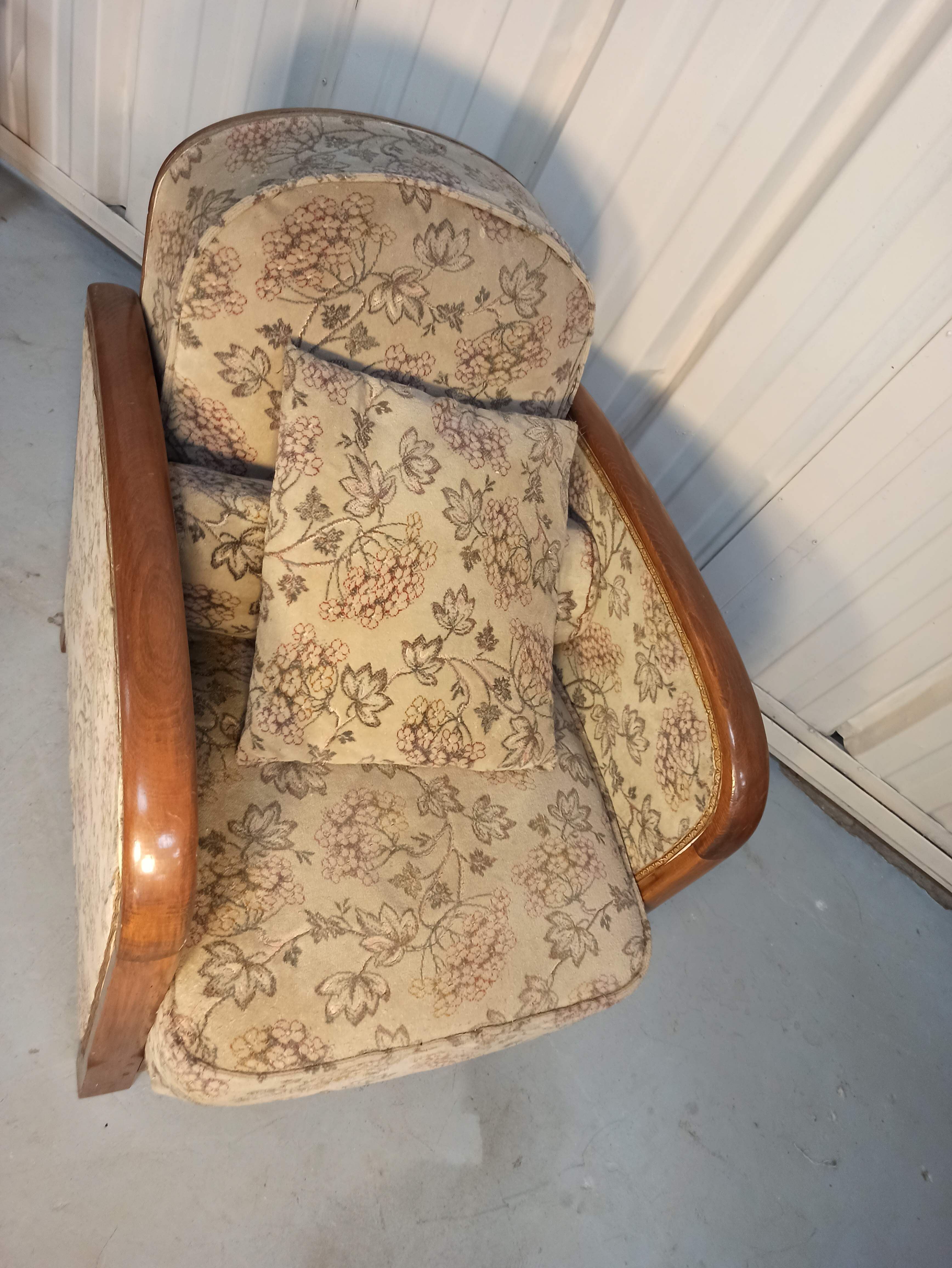 Art Deco armchair with system - original floral velvet fabric