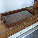 Vintage wooden serving tray signed Souron