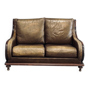 Canapé vintage cuir - cognac