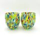 Set of 6 blown glass glasses with Murano murrine.