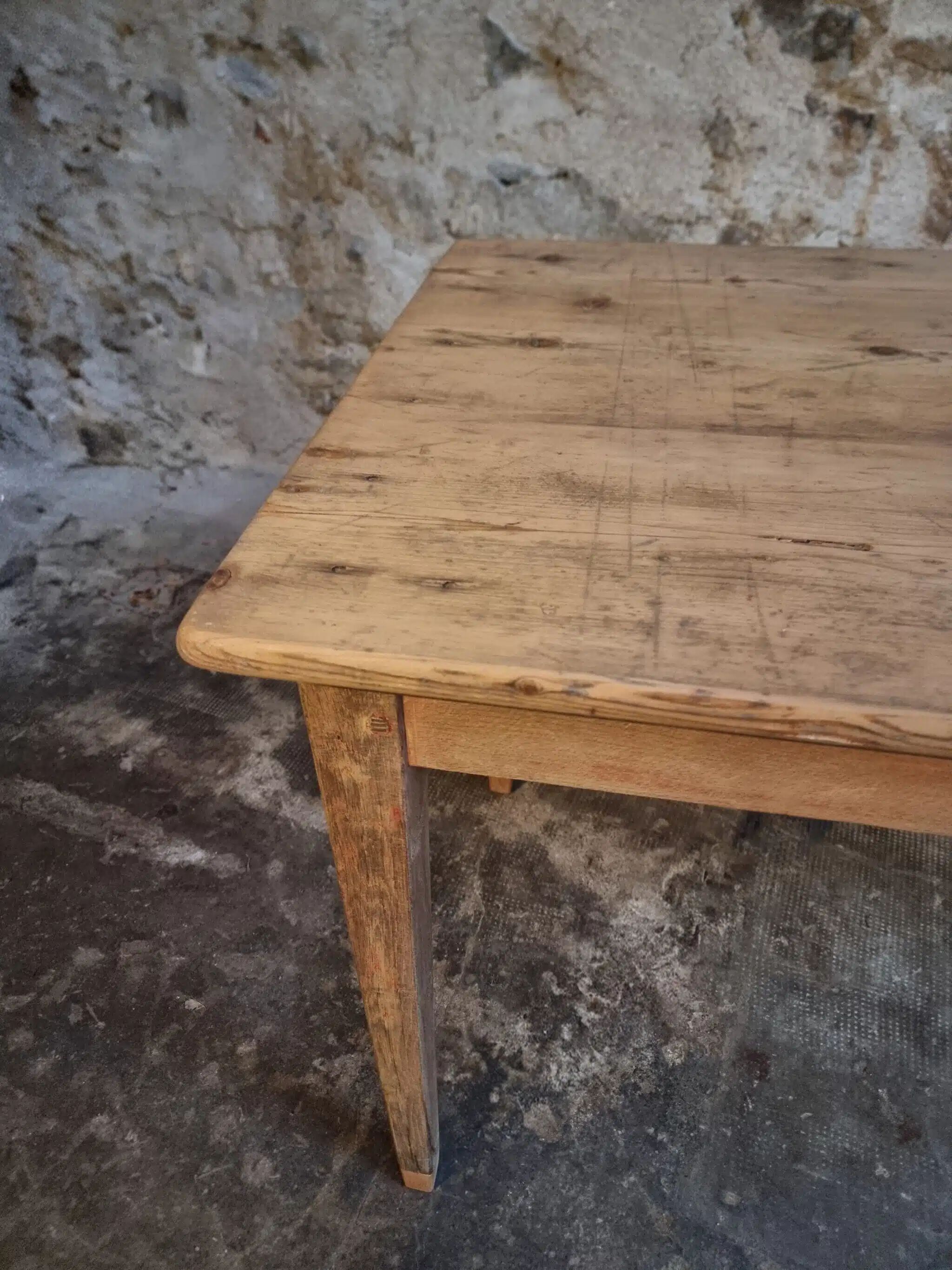 Farm table in solid oak, beech, and pine, early 20th century.