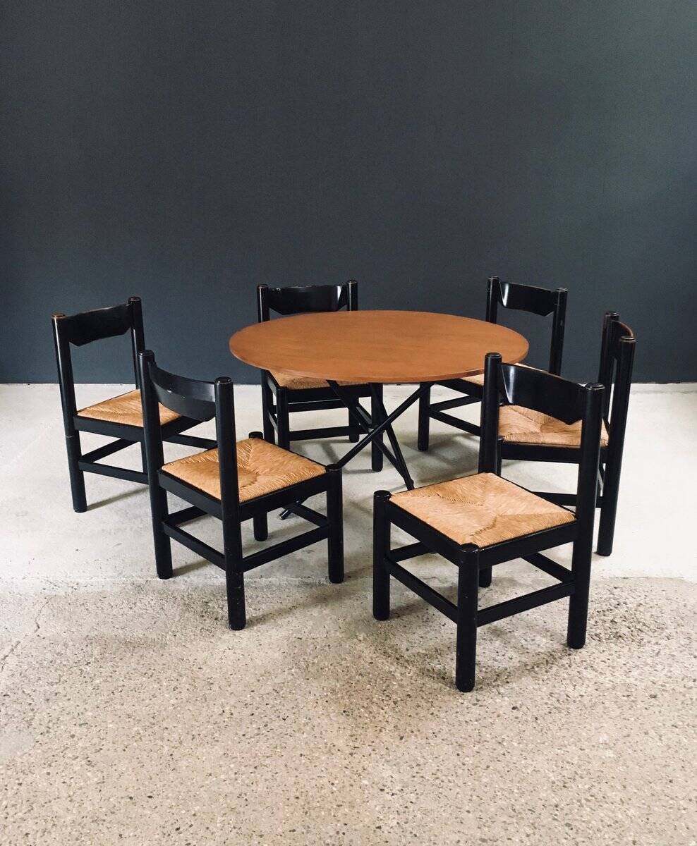 Mid-Century Modern Carimate Dining Chairs, Italy, 1970s, Set of 6