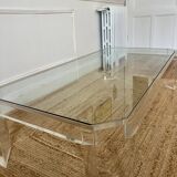 Table basse Athena en altuglas et verre David Lange, années 1970