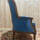 Louis XVI style blue velvet wingback armchair