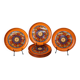 6 vintage orange ceramic dessert plates 70's