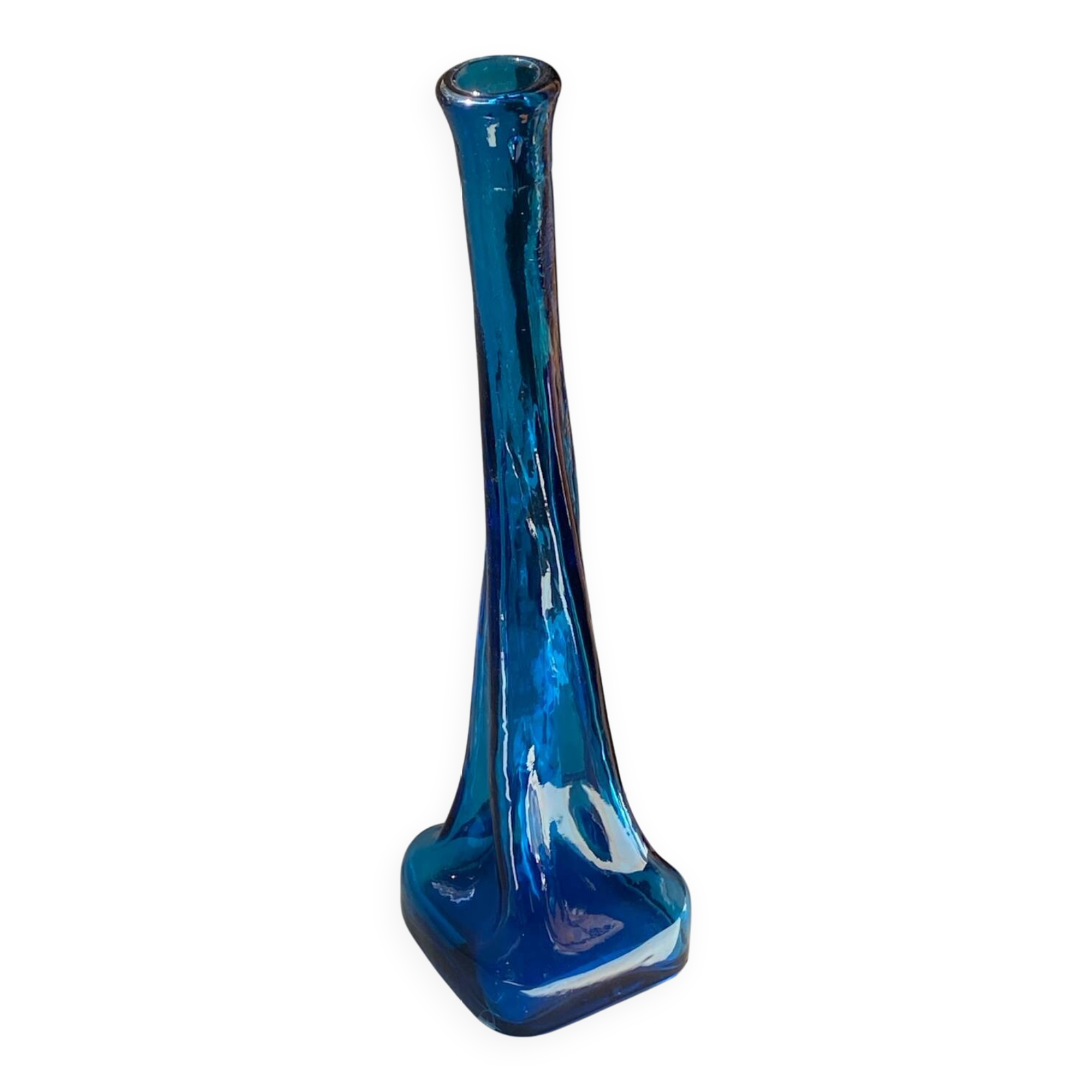 Blue glass vase, 1960s, Gunther Lambert