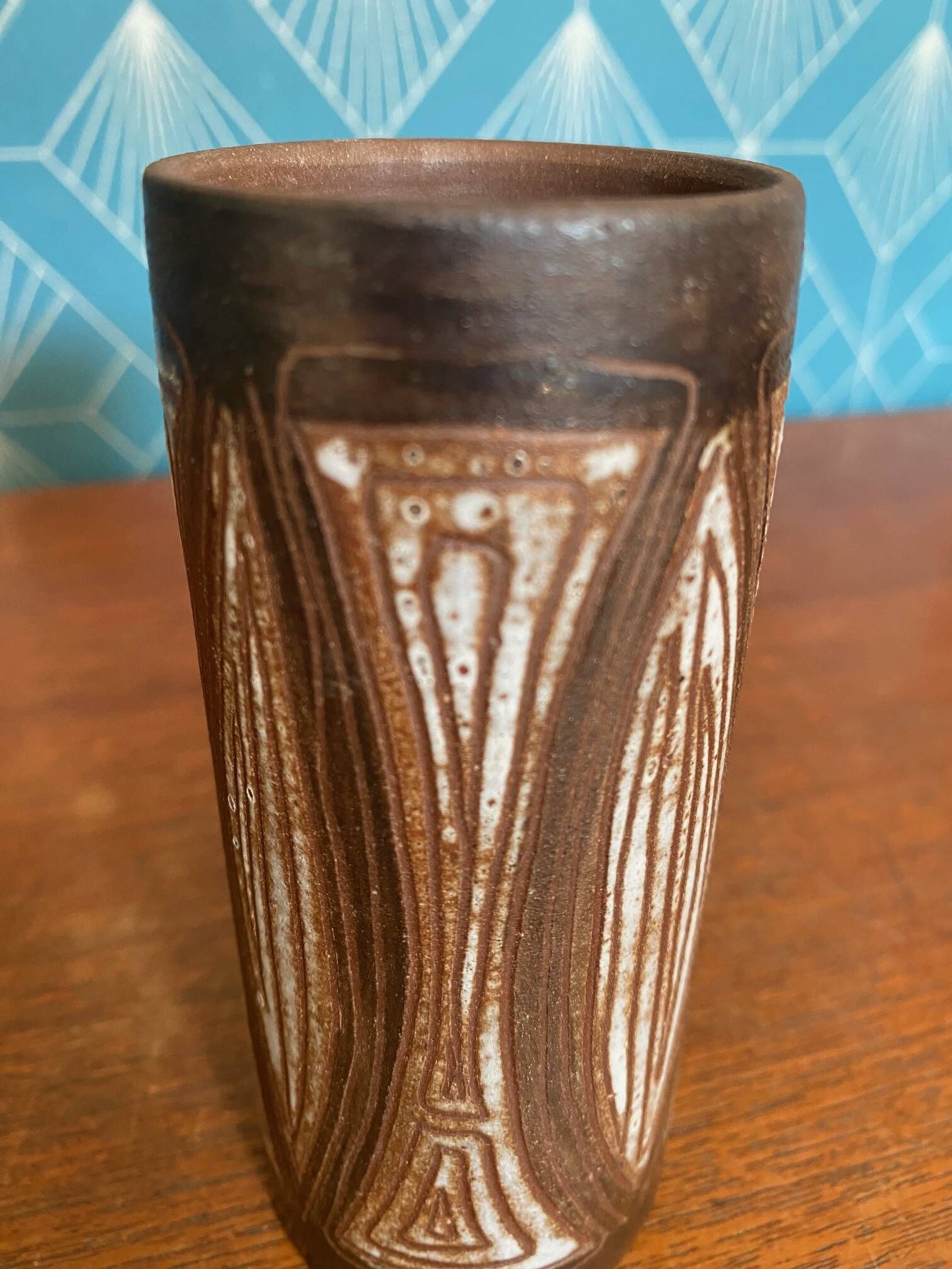 Small soliflore vase in glazed ceramic by Alexandre Kostanda – Vallauris,