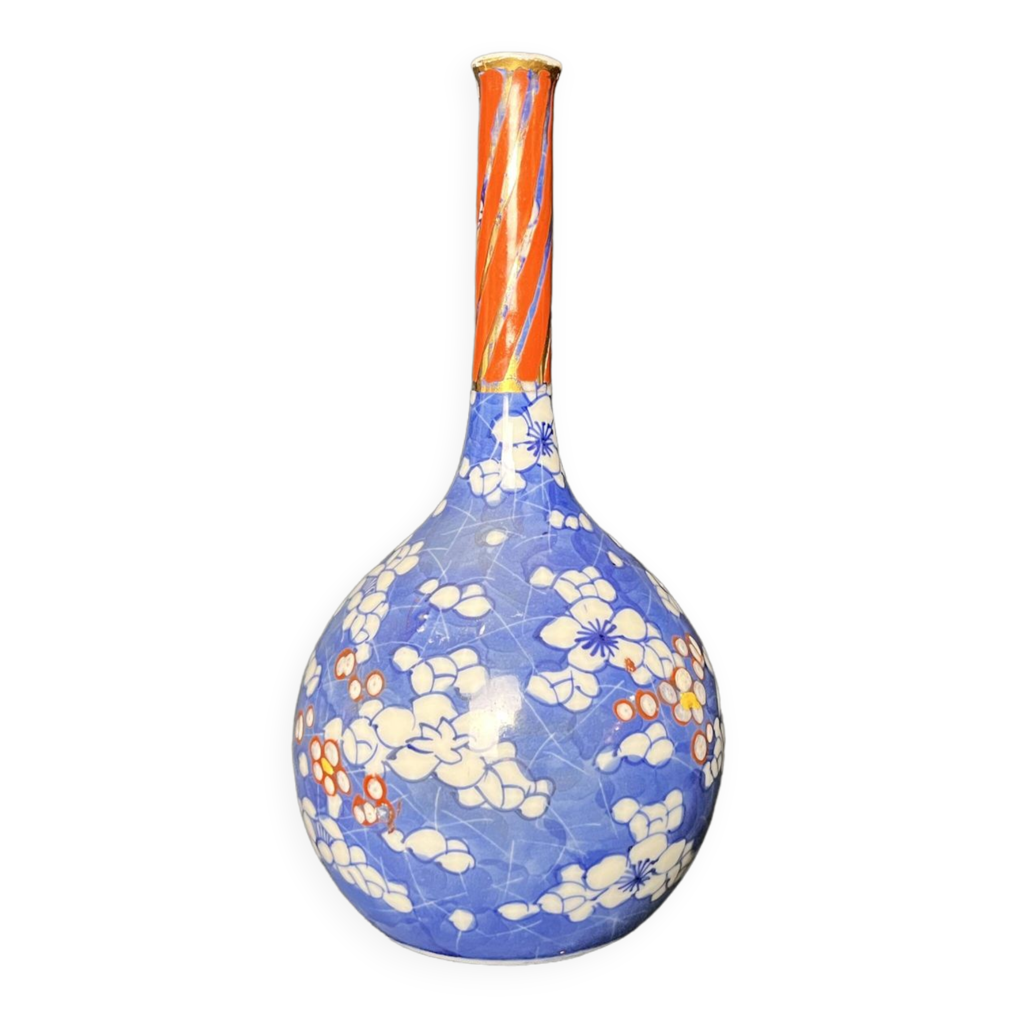 Asia, narrow neck ceramic vase, 20th century signature