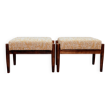 Scandinavian stool, yellow and white, Boho style