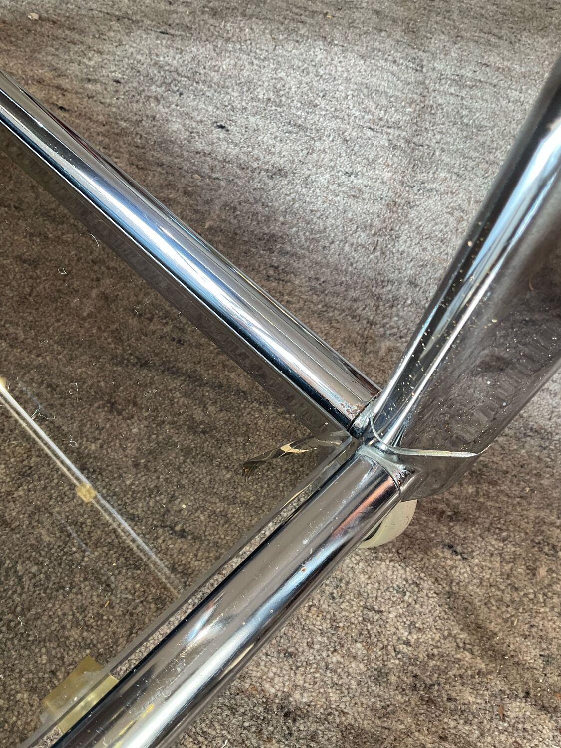 Vintage coffee table 70s chrome and smoked glass