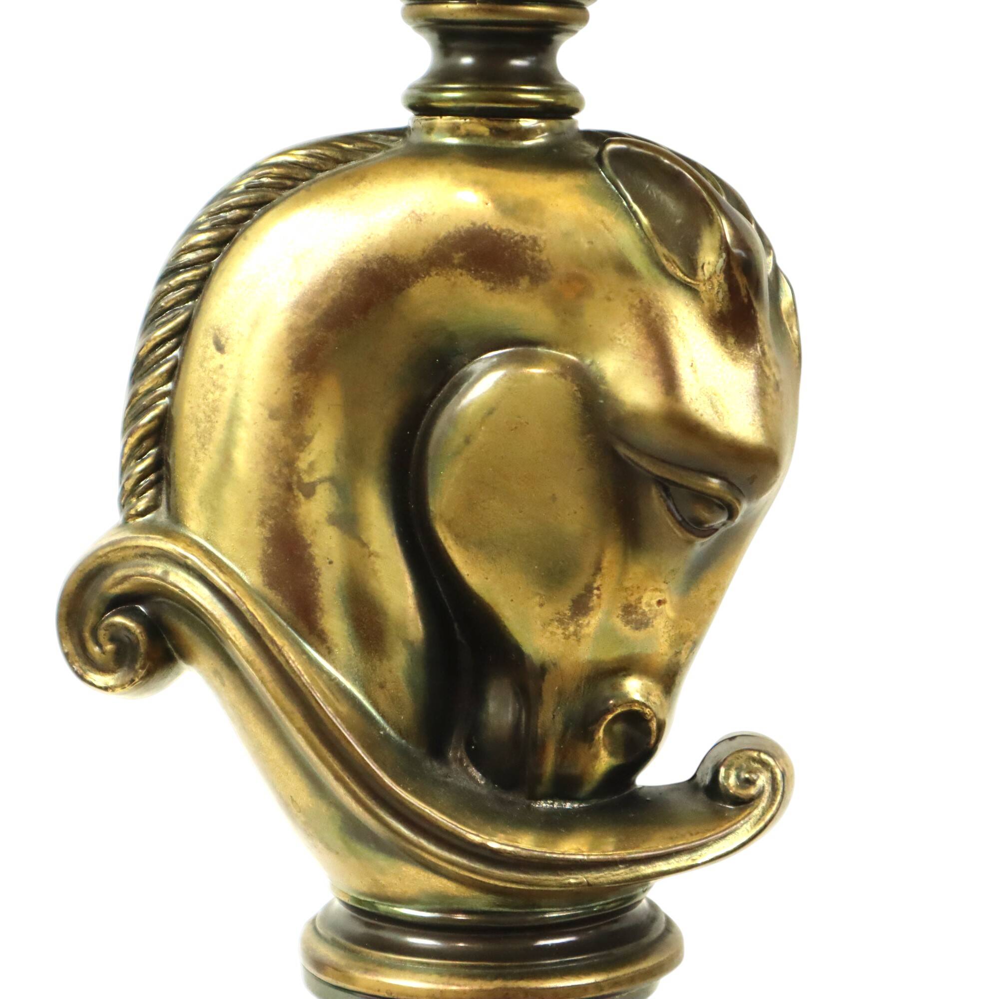 Lusterie Deknudt Vintage Horse Head Table Lamp XL Brass