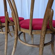 Set of 8 Vintage Bentwood Bistro Chairs: Red Upholstery