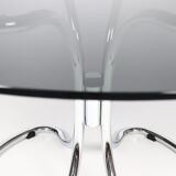 Dining table smoked glass and chrome foot