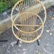 2 Rattan shell armchairs and metal legs