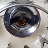 70's glass and chrome metal sconce