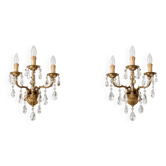 Vintage wall lamp with glass pendants.