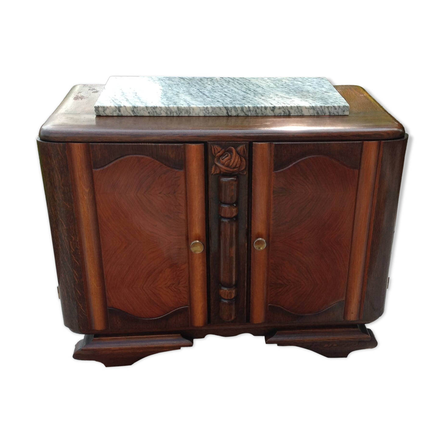 Two-door oak bedside table / 50s/60s