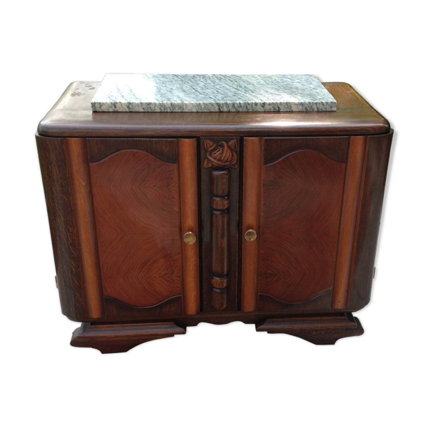Table de chevet à deux portes en chêne / années 50/60