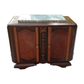 Two-door oak bedside table / 50s/60s