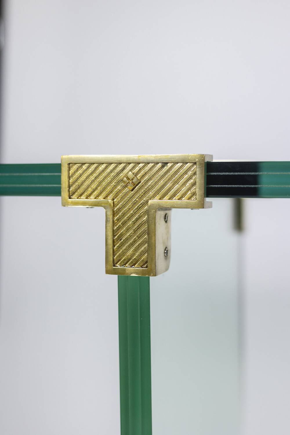 Peter Ghyczy. Glass and gilded brass console. 1970s.