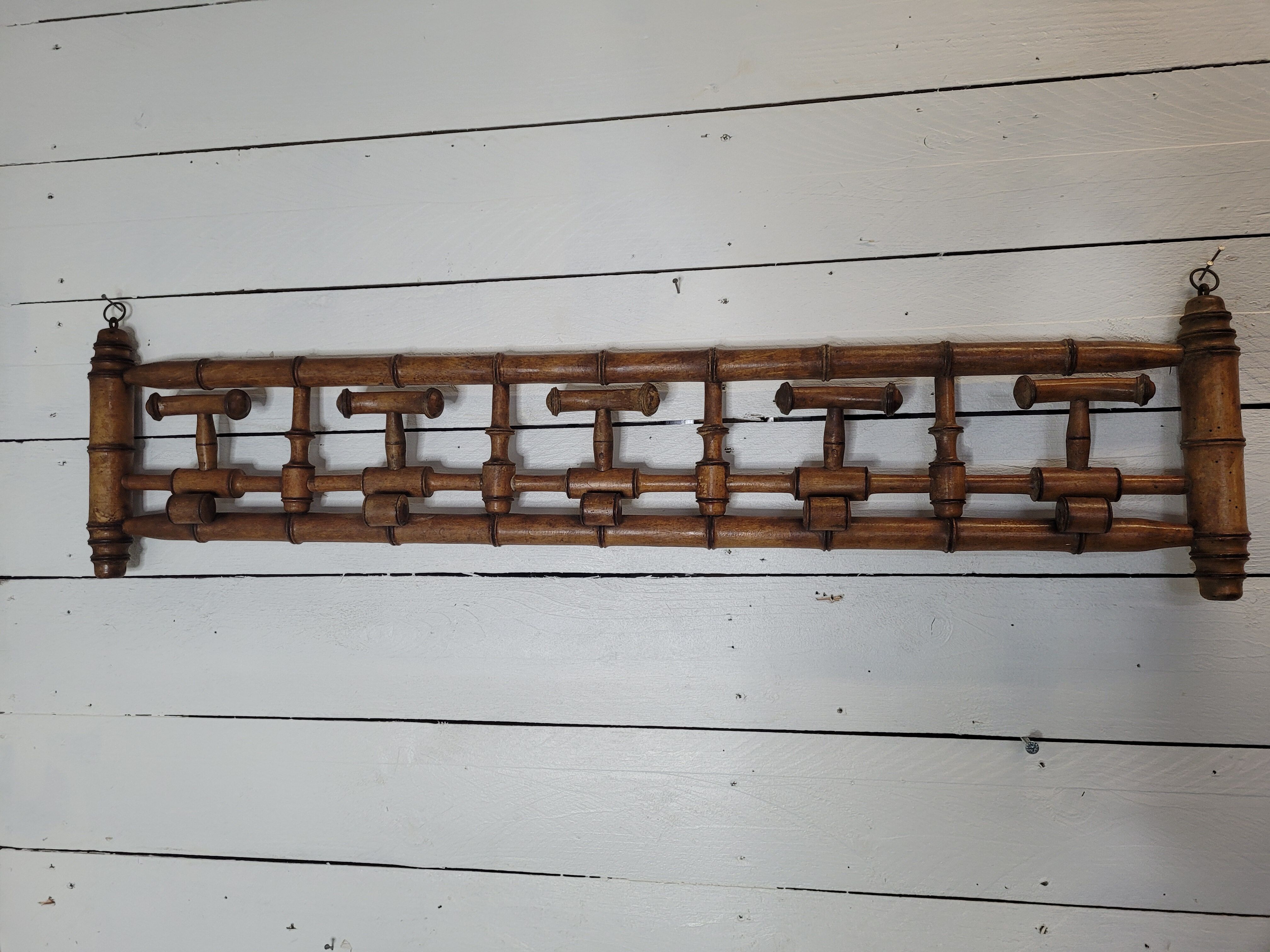 Coat rack wood bamboo 5 hooks, 106cms of L