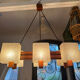 Vintage 1950s Scandinavian teak and perspex pendant light.
