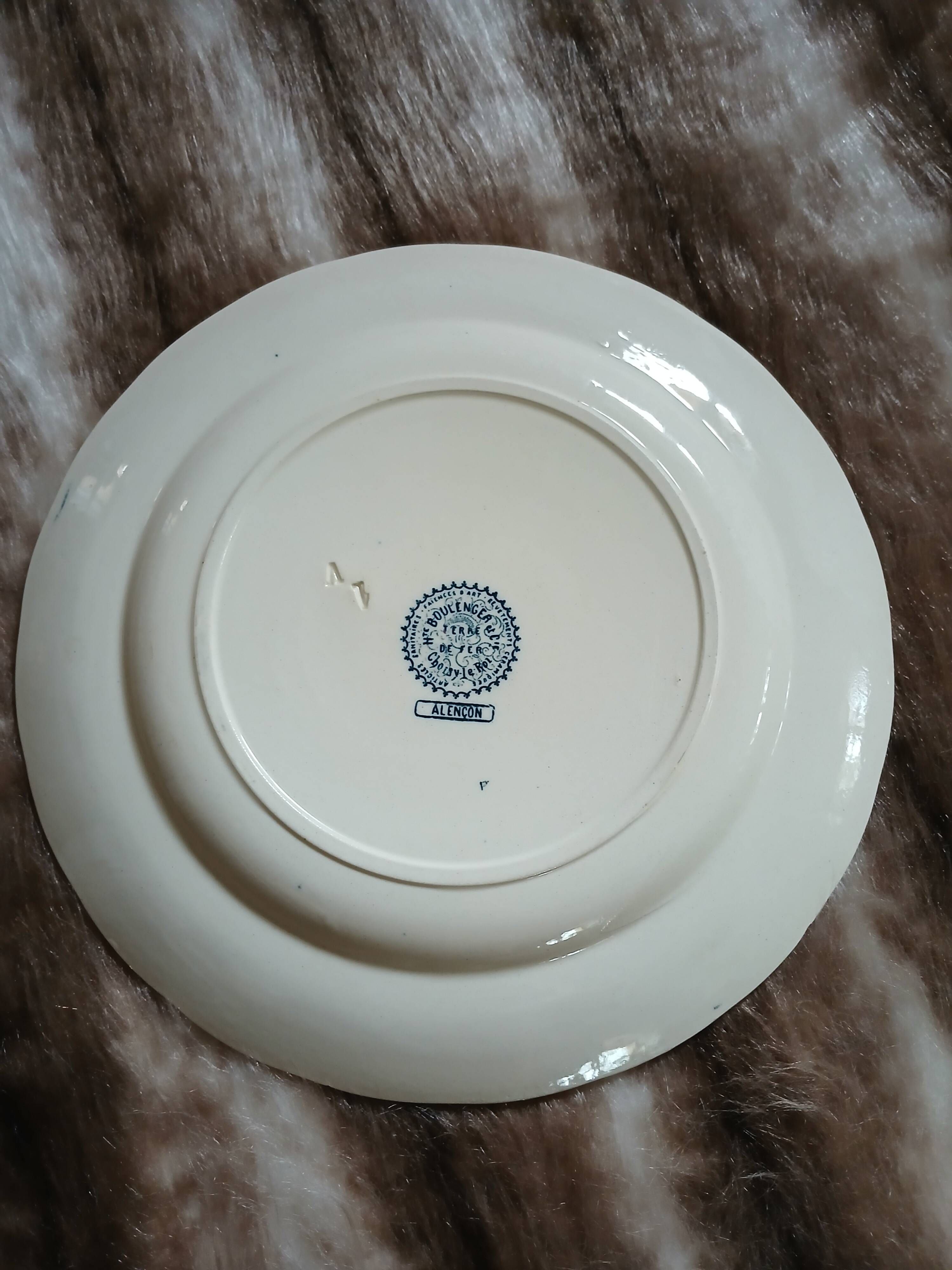 6 antique flat plates in ironstone