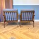 Pair of Scandinavian armchairs wood and fabric