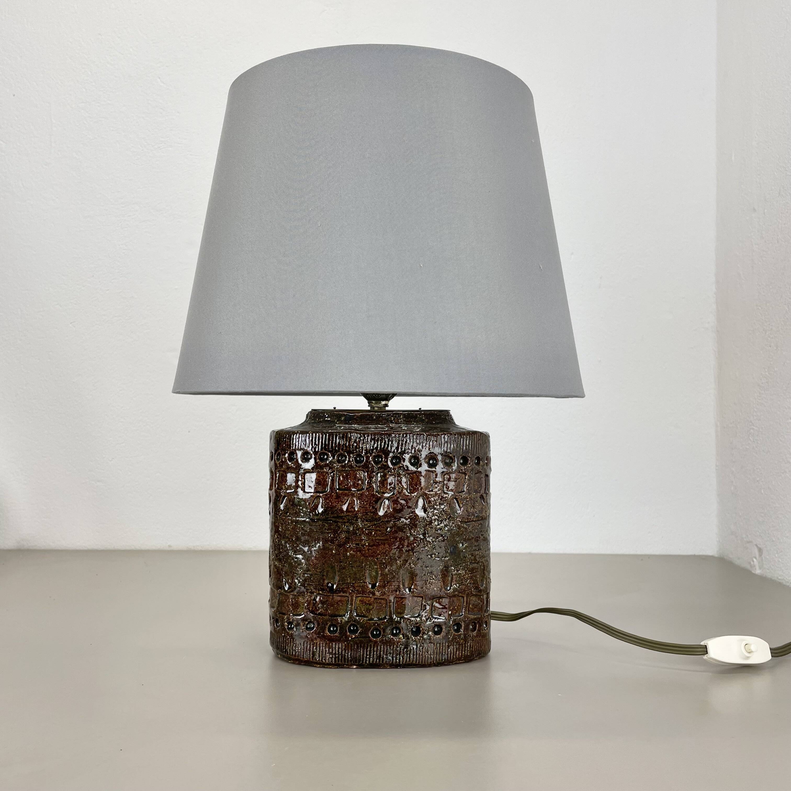 Large 25cm Abstract Ceramic Table Lamp with Pattern attributed to Bitossi, Italy, 1970s