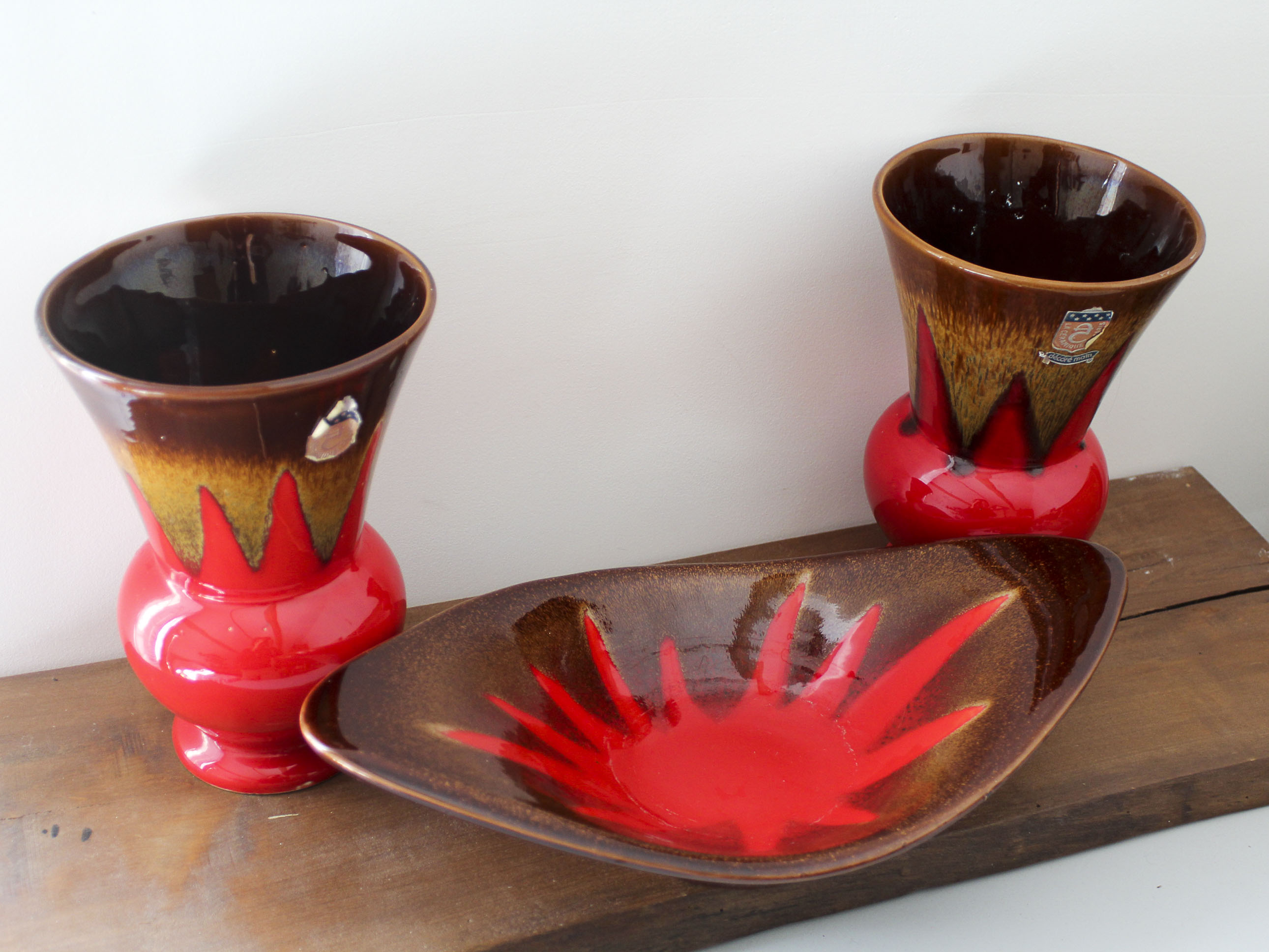 Pair of vases and empty pocket Céramique de Paris