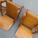 2 colonial bamboo and teak armchairs