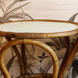 Pair of bamboo bistro tables