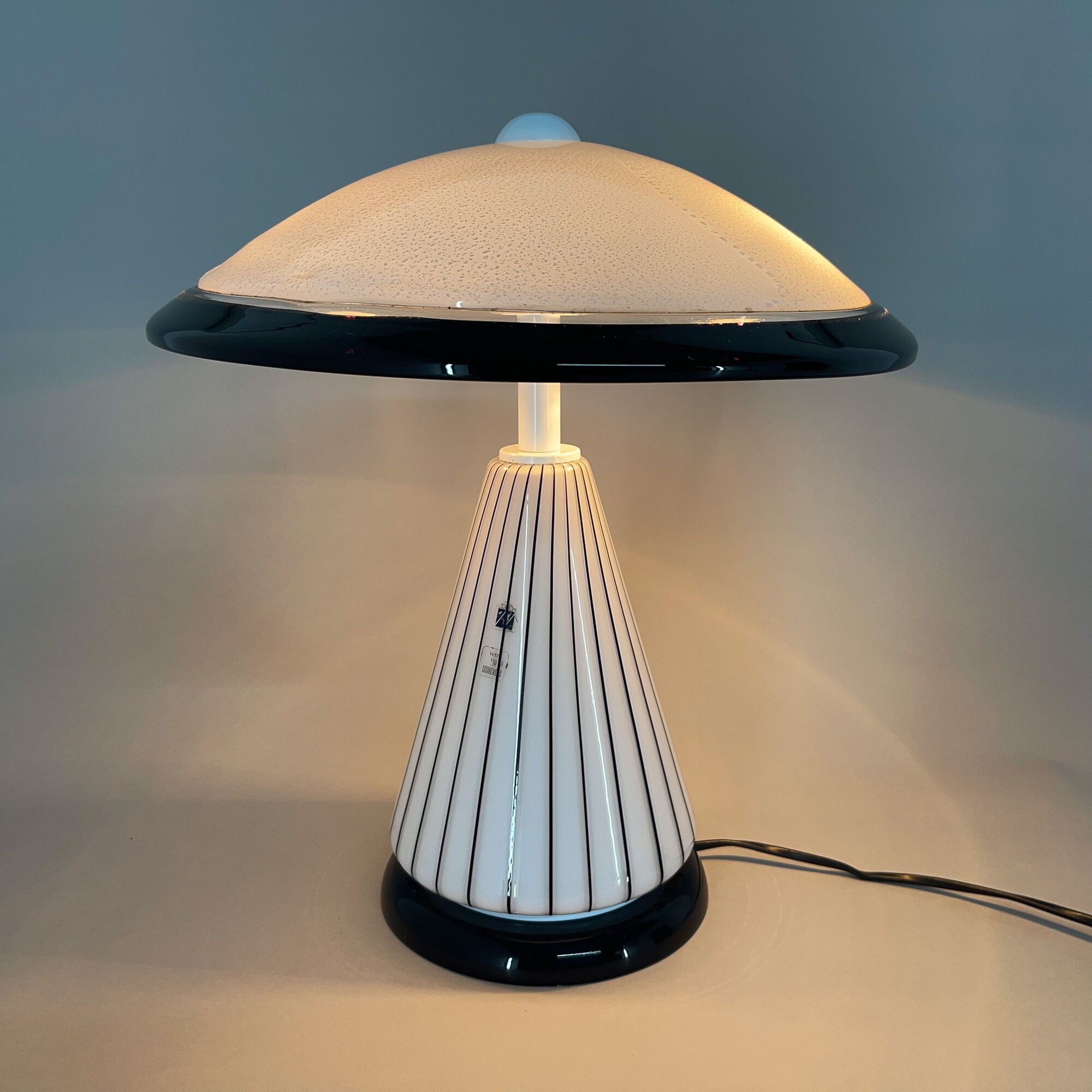 1980's Italian Mushroom Vetri Murano Glass Table Lamp by ZONCA, Labeled