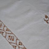 White linen tablecloth with embroidery 181cm/261cm
