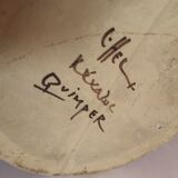 Candlestick, signed André L' Helgen. Mr. Keraluc. Quimper.Painted hand.