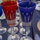 8 vintage blown glass plates with swirl decoration
