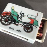 Set of cups, match case collection of old cars Limoges porcelain