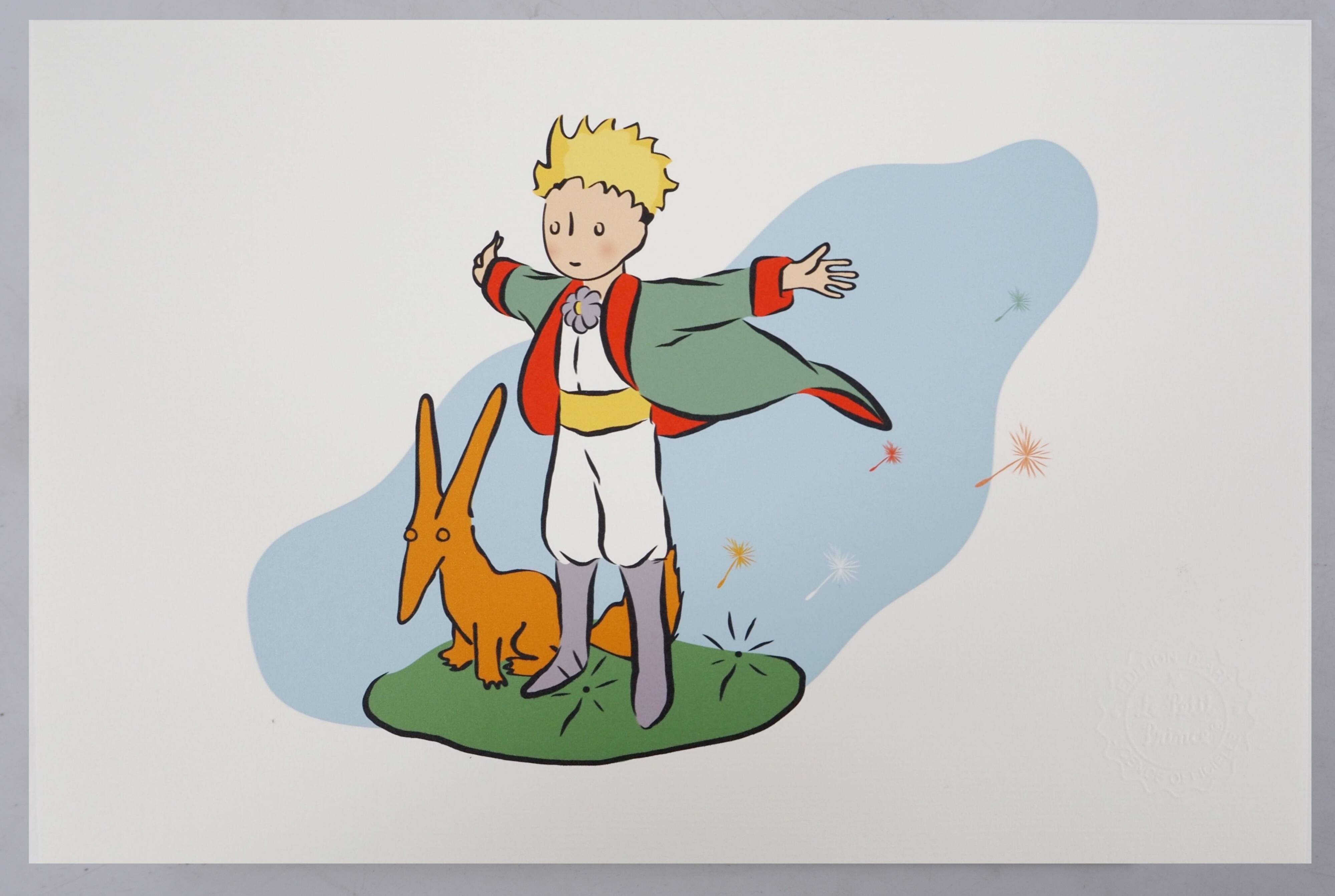 Antoine de Saint-Exupéry : Le Petit Prince et son ami le renard, lithographie