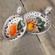 Set of 2 La Roue Vallauris pans – vintage ceramic with floral decoration